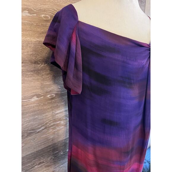 Diane Von Furstenberg Silk Spandex Dress Sz 8 Red Pink Purple Artsy Cocktail - Picture 3 of 9